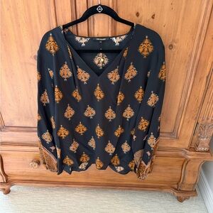 Kobi Halb Women's Black and  Orange 100% Silk Tunic